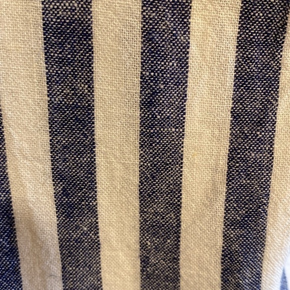 Everly Linen Blend Engineer Stripe Elastic Waist Wide Leg Cropped Pants Size S - Picture 4 of 6